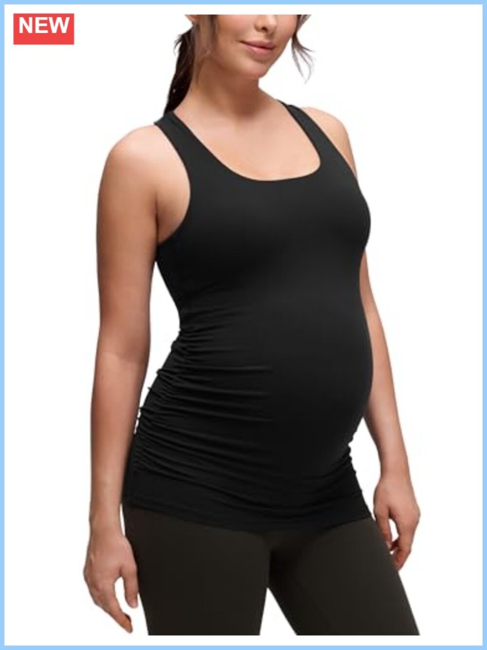 Maternity Racerback Tank Top Slim Fit Built in Bra Yoga Workout